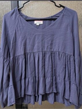 ANDREE BY UNIT Dusty Lavender Tiered Long-Sleeve Tunic